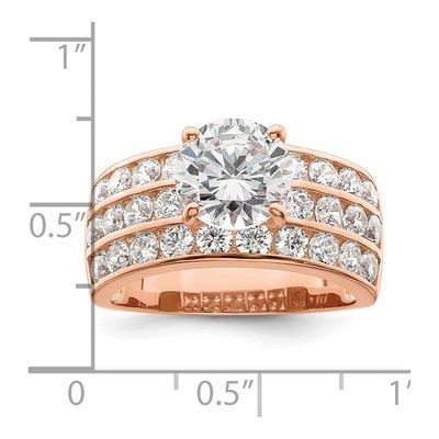 Rose Gold-Plated Sterling Silver CZ 3-Row Engagement Ring – view 4