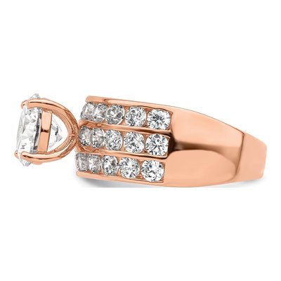 Rose Gold-Plated Sterling Silver CZ 3-Row Engagement Ring – view 5