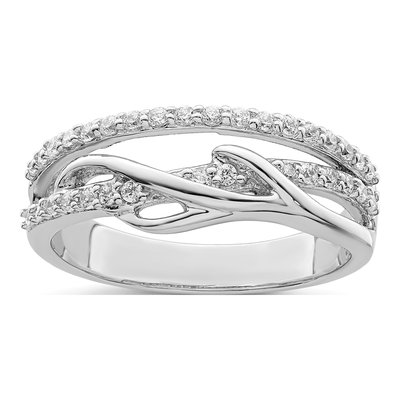 Sterling Silver CZ Twist Ring
