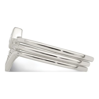 Sterling Silver Square CZ 3-Ring Set – view 5