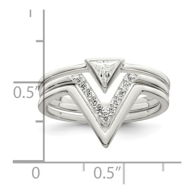 Sterling Silver CZ Triangle 3-Ring Set – view 4