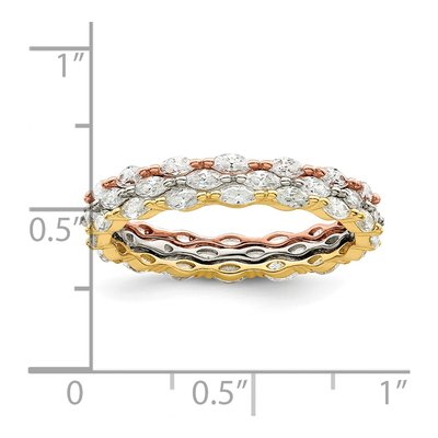 Sterling Silver Marquise CZ Eternity 3-Ring Set – view 4
