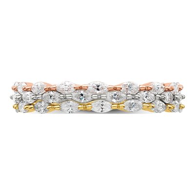 Sterling Silver Marquise CZ Eternity 3-Ring Set – view 5