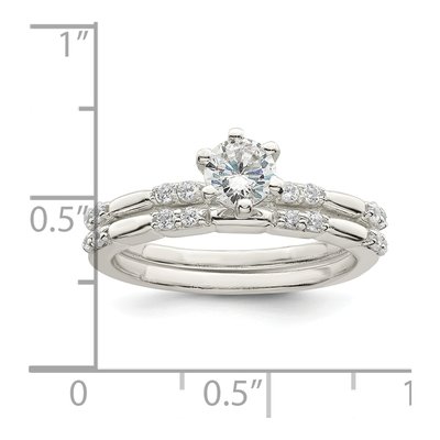 Sterling Silver CZ Wedding Ring Set – view 4