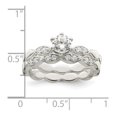 Sterling Silver CZ Wedding Ring Set – view 4