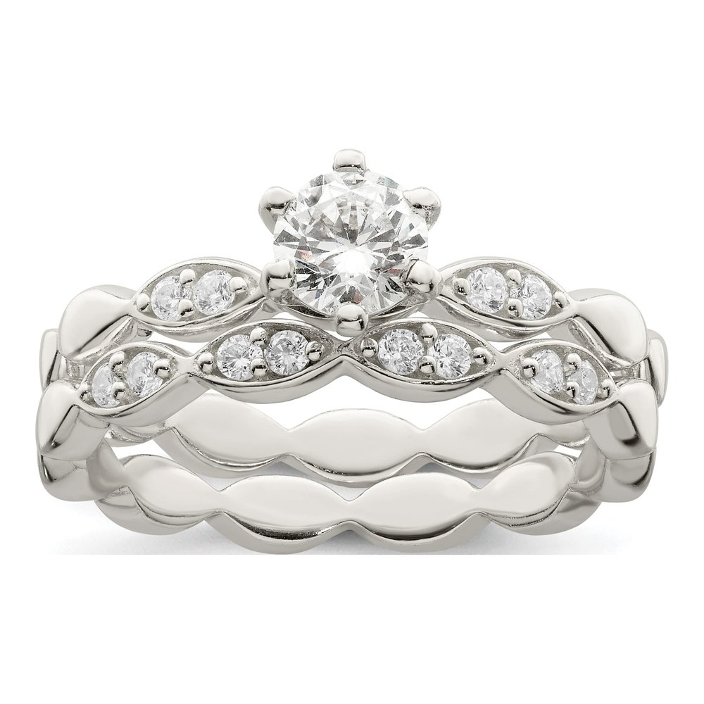 Sterling Silver CZ Wedding Ring Set