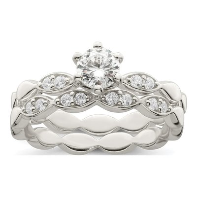 Sterling Silver CZ Wedding Ring Set