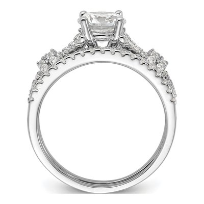 Sterling Silver CZ Engagement & Band Ring Set – view 3