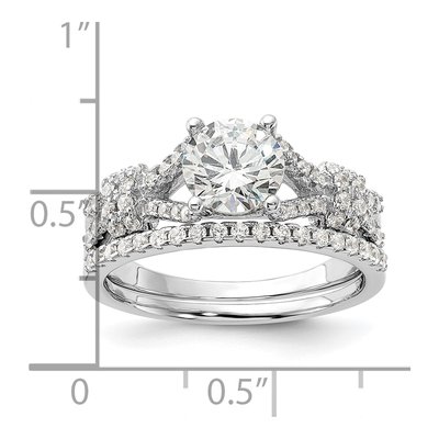 Sterling Silver CZ Engagement & Band Ring Set – view 4