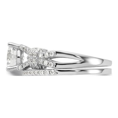 Sterling Silver CZ Engagement & Band Ring Set – view 5