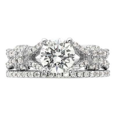 Sterling Silver CZ Engagement & Band Ring Set – view 6