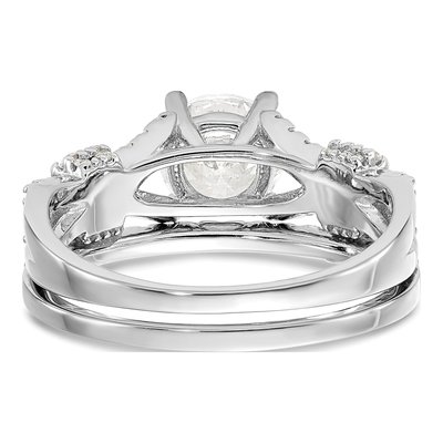 Sterling Silver CZ Engagement & Band Ring Set – view 7