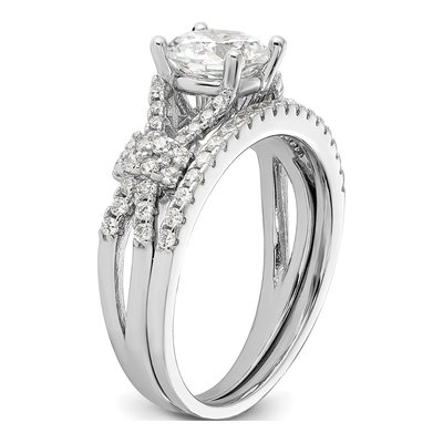 Sterling Silver CZ Engagement & Band Ring Set – view 8