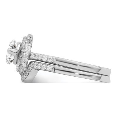 Sterling Silver CZ Halo Engagement Ring & Band Set – view 5