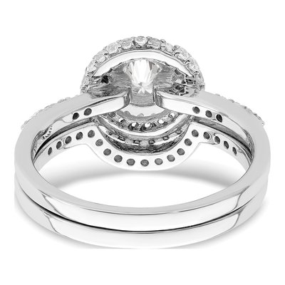 Sterling Silver CZ Halo Engagement Ring & Band Set – view 7