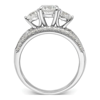 Sterling Silver CZ 3-Stone Pave Engagement Ring Set – view 3