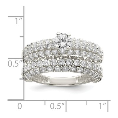 Sterling Silver Pave CZ Wedding Ring Set – view 4