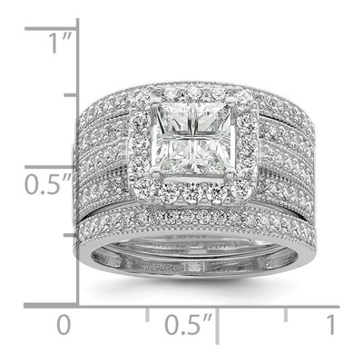 Sterling Silver CZ 3-Piece Bridal Ring Set – view 3