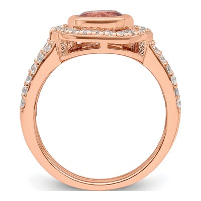 Sterling Silver Rose Tone Cz 3 Ring Set – view 3