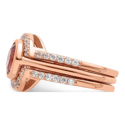 Sterling Silver Rose Tone Cz 3 Ring Set – view 5