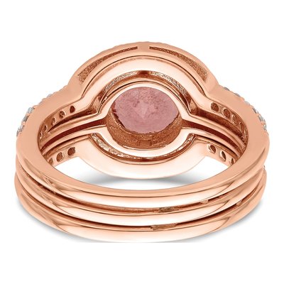 Sterling Silver Rose Tone Cz 3 Ring Set – view 7