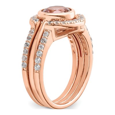 Sterling Silver Rose Tone Cz 3 Ring Set – view 8
