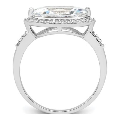 Sterling Silver CZ Marquise Halo Engagement Ring – view 3