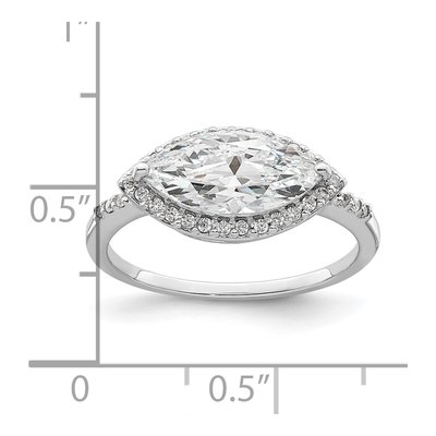 Sterling Silver CZ Marquise Halo Engagement Ring – view 4