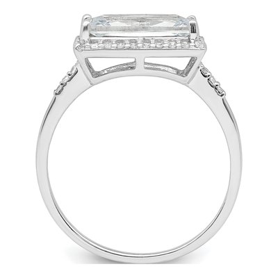 Sterling Silver CZ Halo Rectangular Engagement Ring – view 3