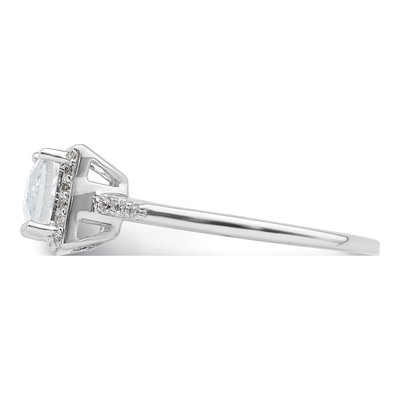 Sterling Silver CZ Halo Rectangular Engagement Ring – view 5