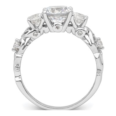 Sterling Silver CZ Three Engagement Ring – view 3
