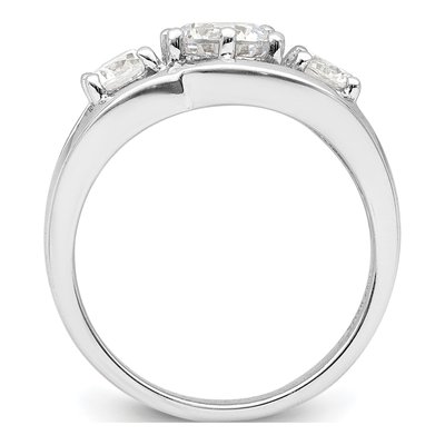 Sterling Silver CZ Three Twist Ring – view 3