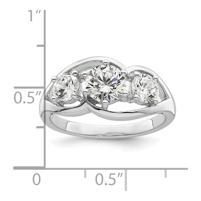 Sterling Silver CZ Three Twist Ring – view 4