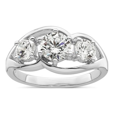 Sterling Silver CZ Three Twist Ring