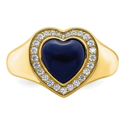 Gold-Plated Sterling Silver CZ Lazuli Heart Ring – view 6