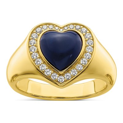Gold-Plated Sterling Silver CZ Lazuli Heart Ring