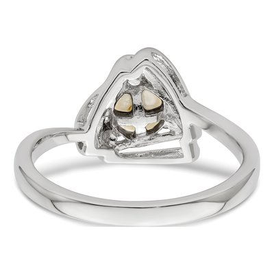 Sterling Silver Freshwater Cultured Pearl & CZ Triangle Ring – view 5