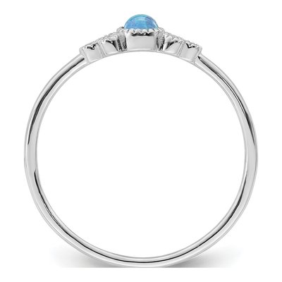 Sterling Silver Lab-Created Opal & CZ Ring – view 3