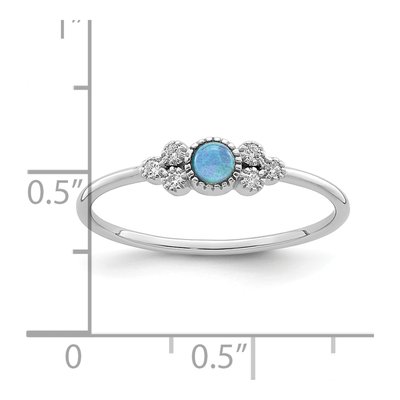 Sterling Silver Lab-Created Opal & CZ Ring – view 4
