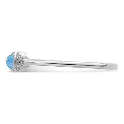 Sterling Silver Lab-Created Opal & CZ Ring – view 5