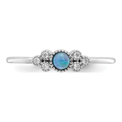 Sterling Silver Lab-Created Opal & CZ Ring – view 6