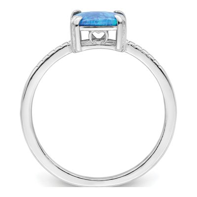 Sterling Silver Lab-Created Opal Square Ring – view 3