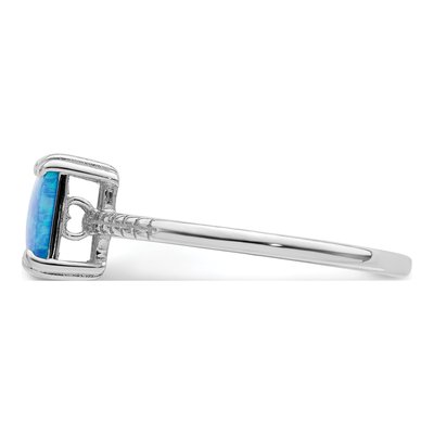 Sterling Silver Lab-Created Opal Square Ring – view 5