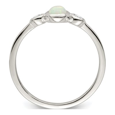 Sterling Silver Lab-Created Opal & CZ Ring – view 3
