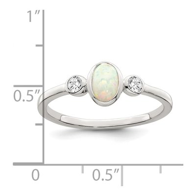 Sterling Silver Lab-Created Opal & CZ Ring – view 4