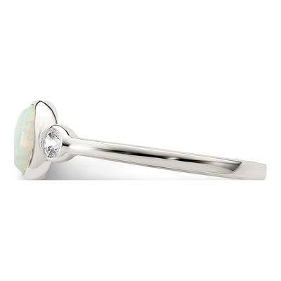 Sterling Silver Lab-Created Opal & CZ Ring – view 5