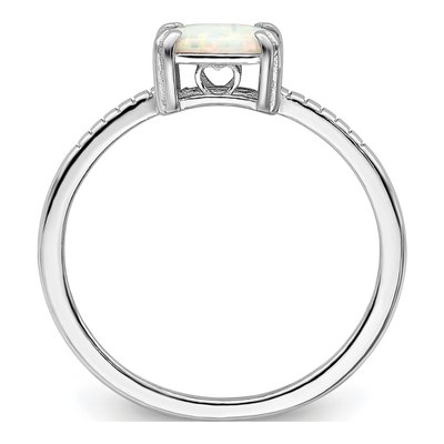 Sterling Silver Lab-Created Opal Square Ring – view 3