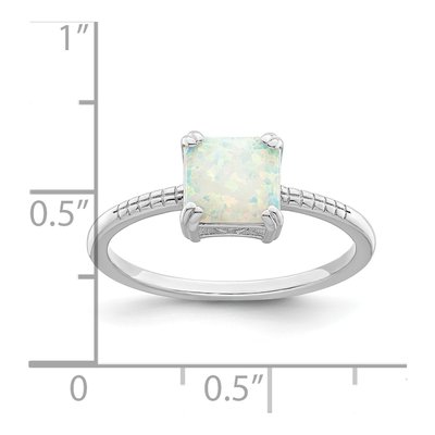 Sterling Silver Lab-Created Opal Square Ring – view 4