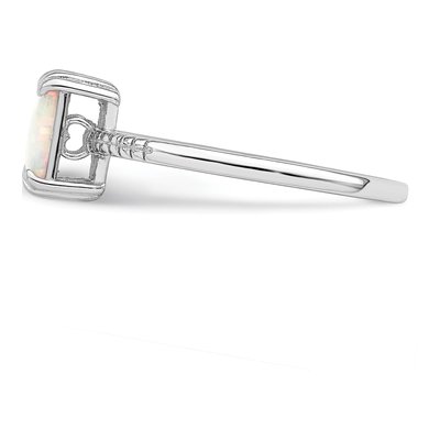 Sterling Silver Lab-Created Opal Square Ring – view 5