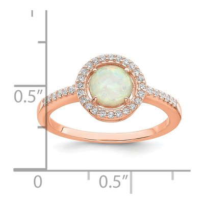Rose Gold-Plated Sterling Silver Lab-Created Opal & CZ Halo Ring – view 3